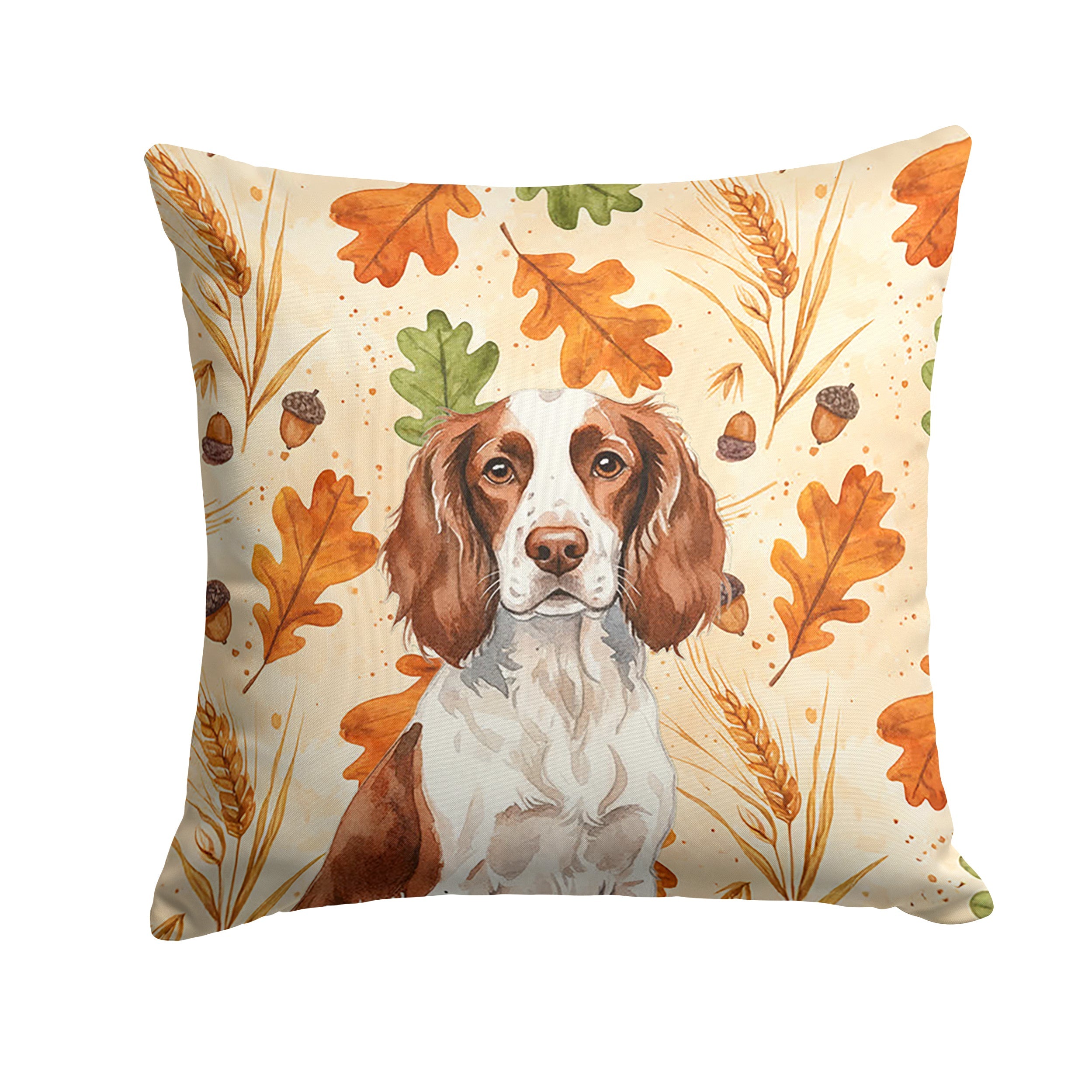 Liver and White English Springer Spaniel Heirloom Fall Decorative Throw Pillow 18x18 Indoor Outdoor Accent Cushion, Fabric Cover with Insert for Sofa, Bed, Porch & Living Room