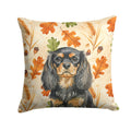 Black and Tan English Toy Spaniel Heirloom Fall Decorative Throw Pillow 14x14 Indoor Outdoor Accent Cushion, Fabric Cover with Insert for Sofa, Bed, Porch & Living Room