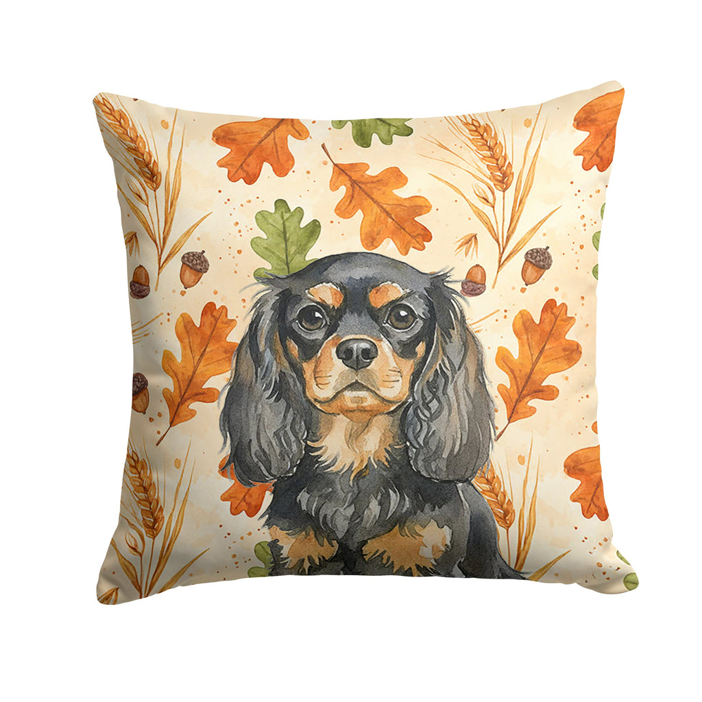Black and Tan English Toy Spaniel Heirloom Fall Decorative Throw Pillow 18x18 Indoor Outdoor Accent Cushion, Fabric Cover with Insert for Sofa, Bed, Porch & Living Room