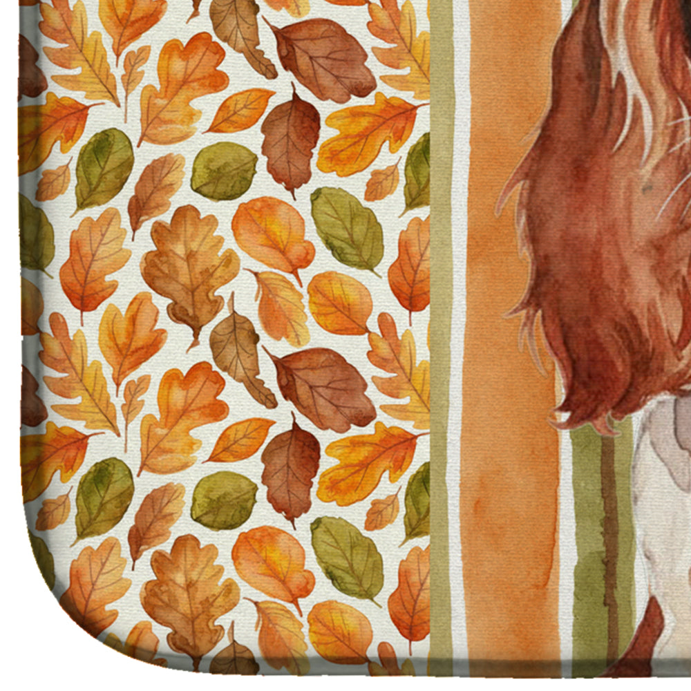 Blenheim English Toy Spaniel Heirloom Fall Dish Drying Mat Absorbent Dish Drying Mat Pad for Kitchen Counter Dish Drainer Mat for Countertop, 14 x 21", Multicolor