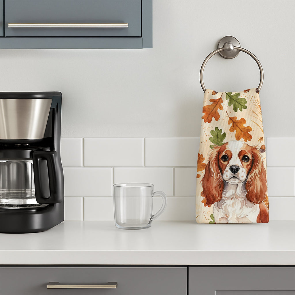 Blenheim English Toy Spaniel Heirloom Fall Kitchen Towel Velour Plush Front and Cotton Loop Back Machine Washable