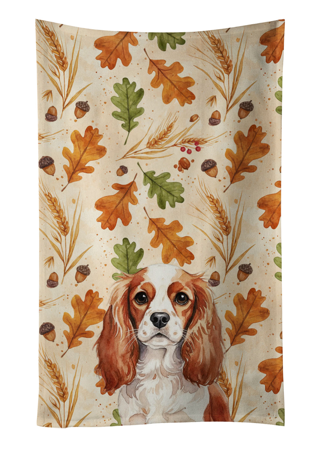 Blenheim English Toy Spaniel Heirloom Fall Kitchen Towel Velour Plush Front and Cotton Loop Back Machine Washable
