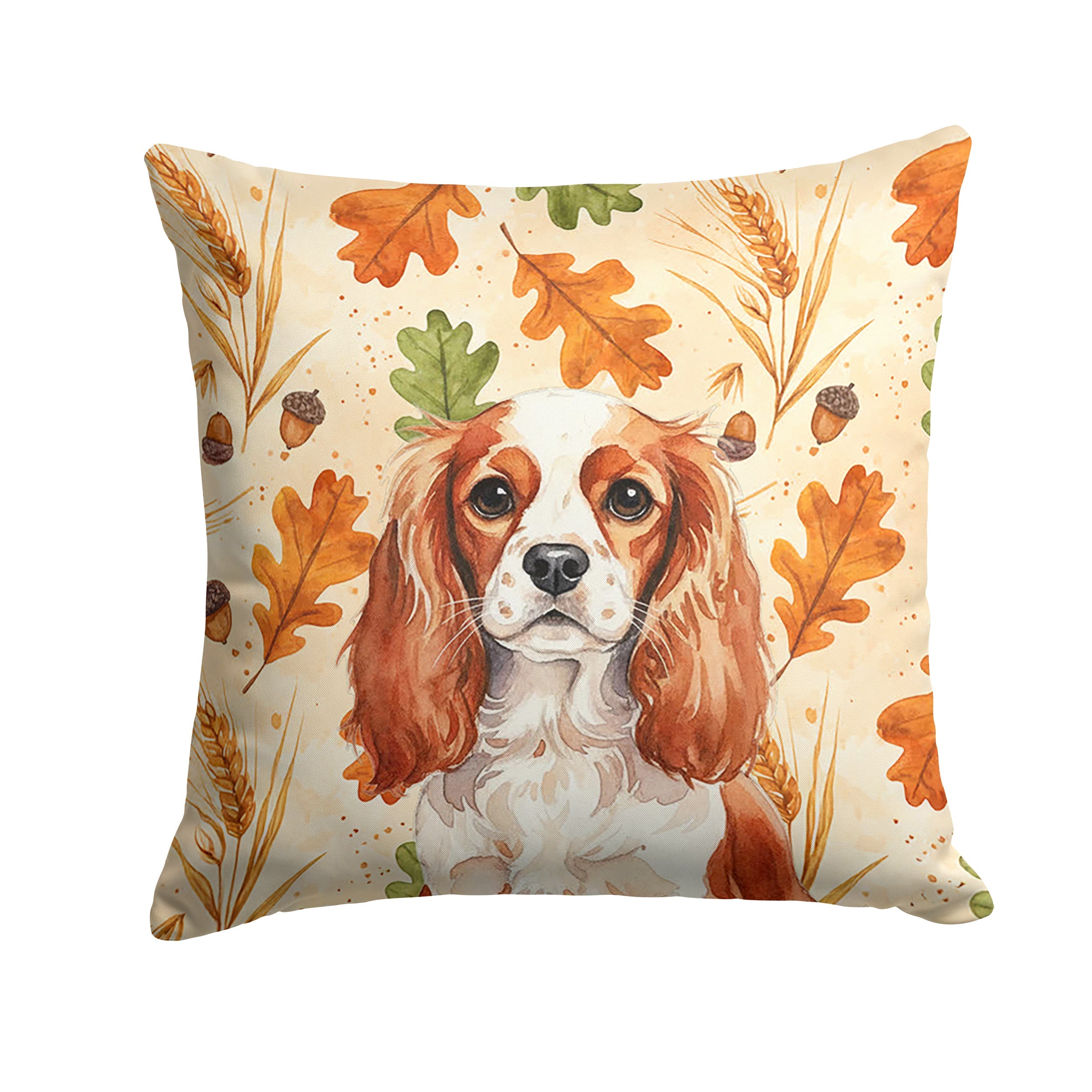 Blenheim English Toy Spaniel Heirloom Fall Decorative Throw Pillow 18x18 Indoor Outdoor Accent Cushion, Fabric Cover with Insert for Sofa, Bed, Porch & Living Room
