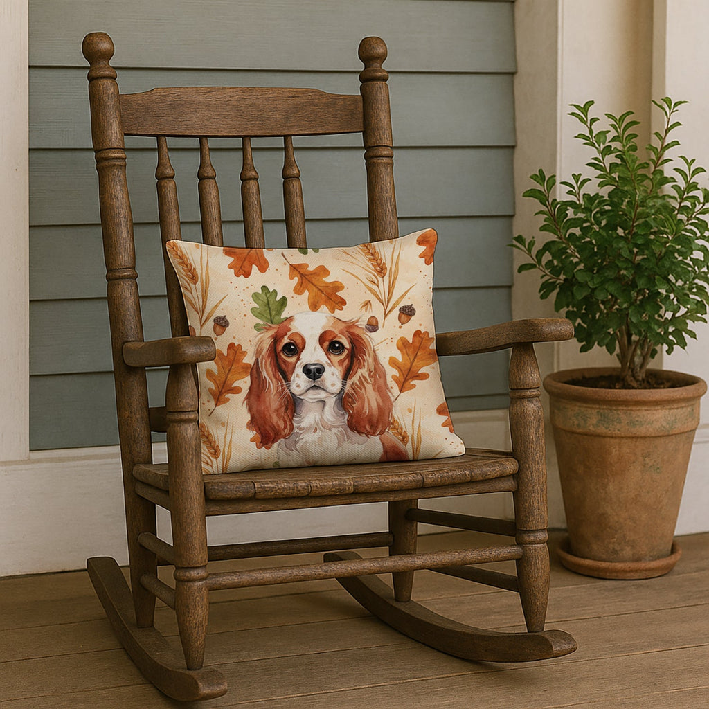 Blenheim English Toy Spaniel Heirloom Fall Decorative Throw Pillow 18x18 Indoor Outdoor Accent Cushion, Fabric Cover with Insert for Sofa, Bed, Porch & Living Room