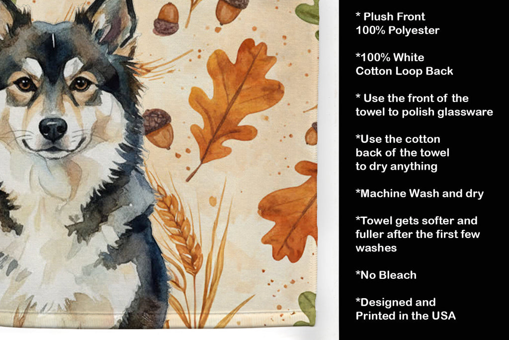 Finnish Lapphund Heirloom Fall Kitchen Towel Velour Plush Front and Cotton Loop Back Machine Washable