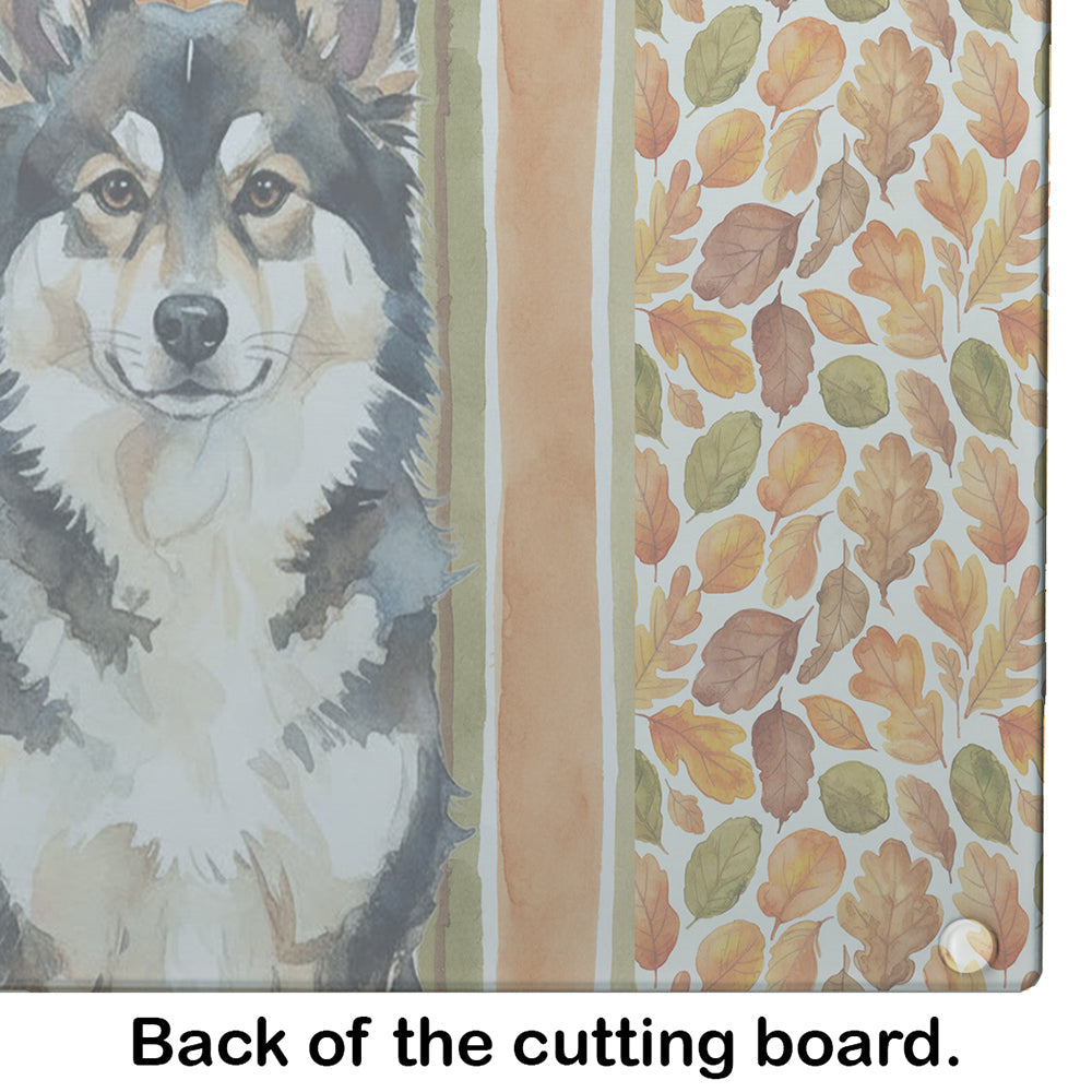 Finnish Lapphund Heirloom Fall Cutting Board Tempered Glass Kitchen Cutting Surface, Heat Resistant Chopping, Non-Slip Feet, Food Prep & Serving
