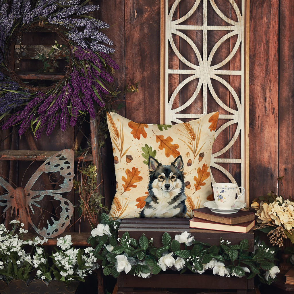 Finnish Lapphund Heirloom Fall Decorative Throw Pillow 14x14 Indoor Outdoor Accent Cushion, Fabric Cover with Insert for Sofa, Bed, Porch & Living Room