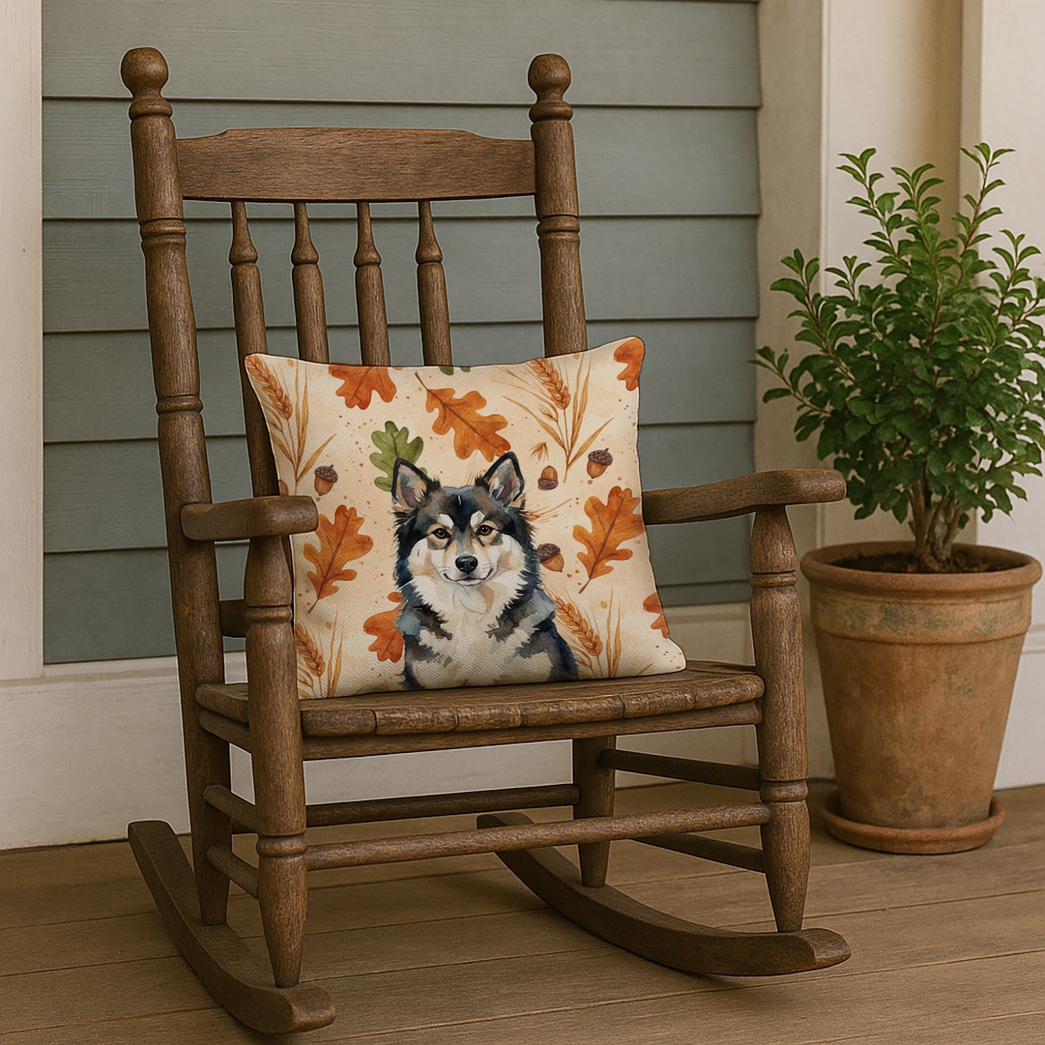 Finnish Lapphund Heirloom Fall Decorative Throw Pillow 18x18 Indoor Outdoor Accent Cushion, Fabric Cover with Insert for Sofa, Bed, Porch & Living Room
