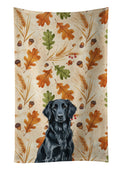Black Flat-Coated Retriever Heirloom Fall Kitchen Towel Velour Plush Front and Cotton Loop Back Machine Washable