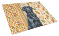 Black Flat-Coated Retriever Heirloom Fall Cutting Board Tempered Glass Kitchen Cutting Surface, Heat Resistant Chopping, Non-Slip Feet, Food Prep & Serving