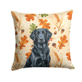 Black Flat-Coated Retriever Heirloom Fall Decorative Throw Pillow 14x14 Indoor Outdoor Accent Cushion, Fabric Cover with Insert for Sofa, Bed, Porch & Living Room