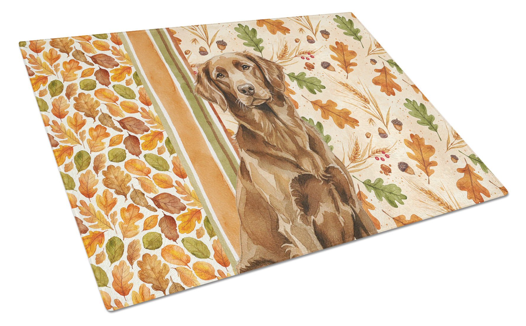 Liver Flat-Coated Retriever Heirloom Fall Cutting Board Tempered Glass Kitchen Cutting Surface, Heat Resistant Chopping, Non-Slip Feet, Food Prep & Serving