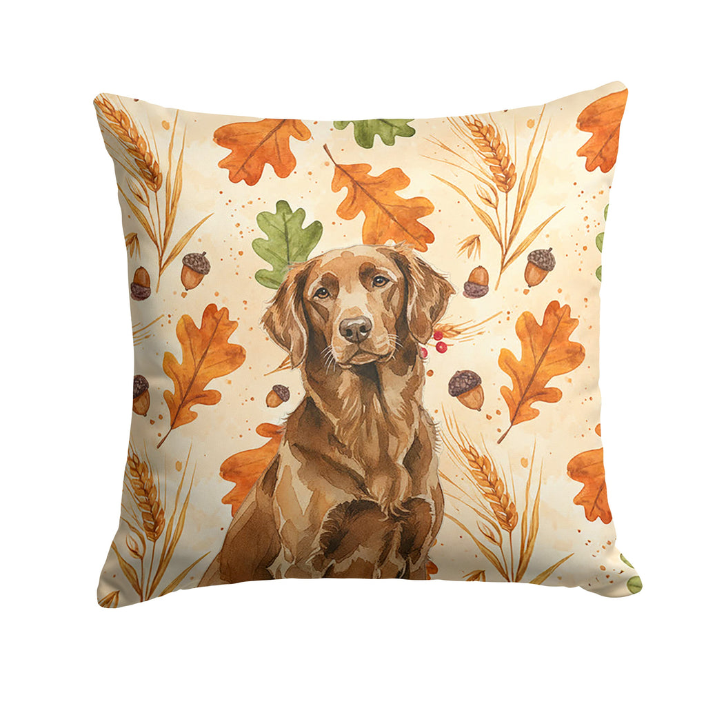 Liver Flat-Coated Retriever Heirloom Fall Decorative Throw Pillow 14x14 Indoor Outdoor Accent Cushion, Fabric Cover with Insert for Sofa, Bed, Porch & Living Room