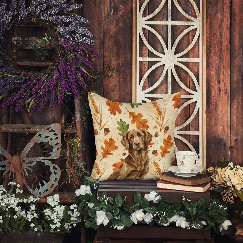 Liver Flat-Coated Retriever Heirloom Fall Decorative Throw Pillow 18x18 Indoor Outdoor Accent Cushion, Fabric Cover with Insert for Sofa, Bed, Porch & Living Room