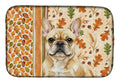 Fawn French Bulldog Heirloom Fall Dish Drying Mat Absorbent Dish Drying Mat Pad for Kitchen Counter Dish Drainer Mat for Countertop, 14 x 21", Multicolor