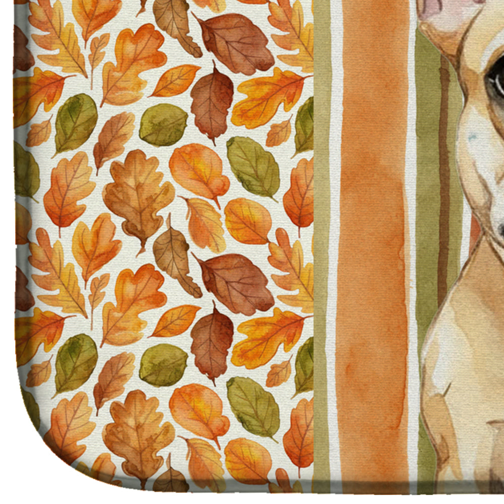 Fawn French Bulldog Heirloom Fall Dish Drying Mat Absorbent Dish Drying Mat Pad for Kitchen Counter Dish Drainer Mat for Countertop, 14 x 21", Multicolor