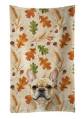 Fawn French Bulldog Heirloom Fall Kitchen Towel Velour Plush Front and Cotton Loop Back Machine Washable