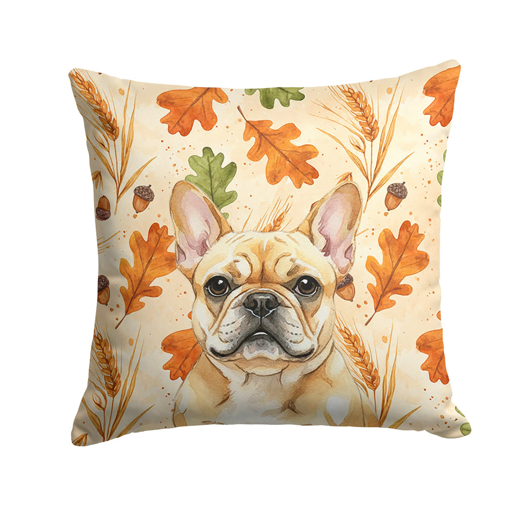 Fawn French Bulldog Heirloom Fall Decorative Throw Pillow 18x18 Indoor Outdoor Accent Cushion, Fabric Cover with Insert for Sofa, Bed, Porch & Living Room