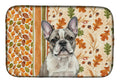 Pied French Bulldog Heirloom Fall Dish Drying Mat Absorbent Dish Drying Mat Pad for Kitchen Counter Dish Drainer Mat for Countertop, 14 x 21", Multicolor