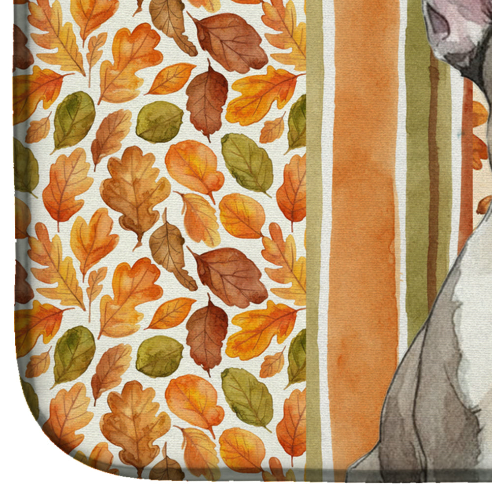 Pied French Bulldog Heirloom Fall Dish Drying Mat Absorbent Dish Drying Mat Pad for Kitchen Counter Dish Drainer Mat for Countertop, 14 x 21", Multicolor