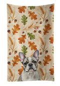 Pied French Bulldog Heirloom Fall Kitchen Towel Velour Plush Front and Cotton Loop Back Machine Washable