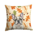 Pied French Bulldog Heirloom Fall Decorative Throw Pillow 14x14 Indoor Outdoor Accent Cushion, Fabric Cover with Insert for Sofa, Bed, Porch & Living Room