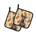 German Pinscher Heirloom Fall Pot Holder Set of 2 Heat Resistant Quilted Hot Pads 7.5 x 7.5 Inch, Insulated Kitchen Trivets for Cooking & Baking