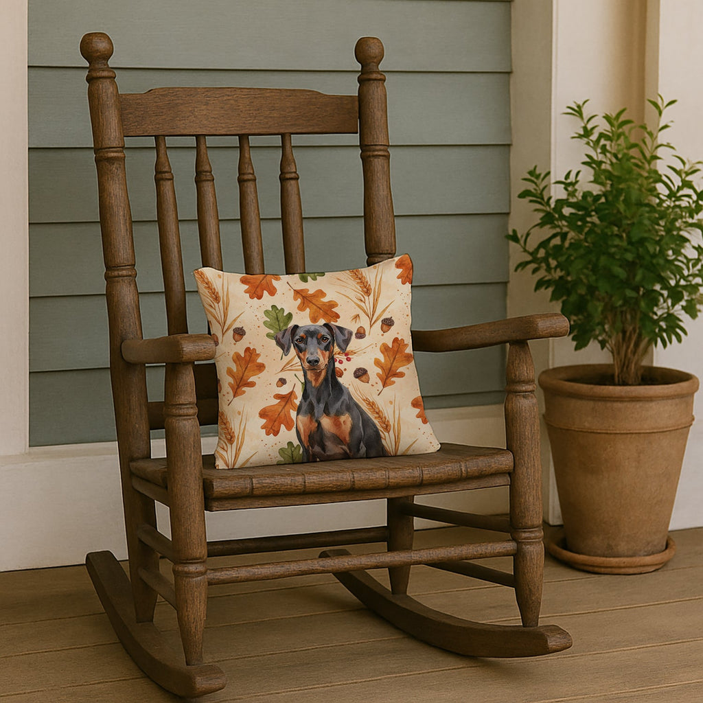 German Pinscher Heirloom Fall Decorative Throw Pillow 14x14 Indoor Outdoor Accent Cushion, Fabric Cover with Insert for Sofa, Bed, Porch & Living Room
