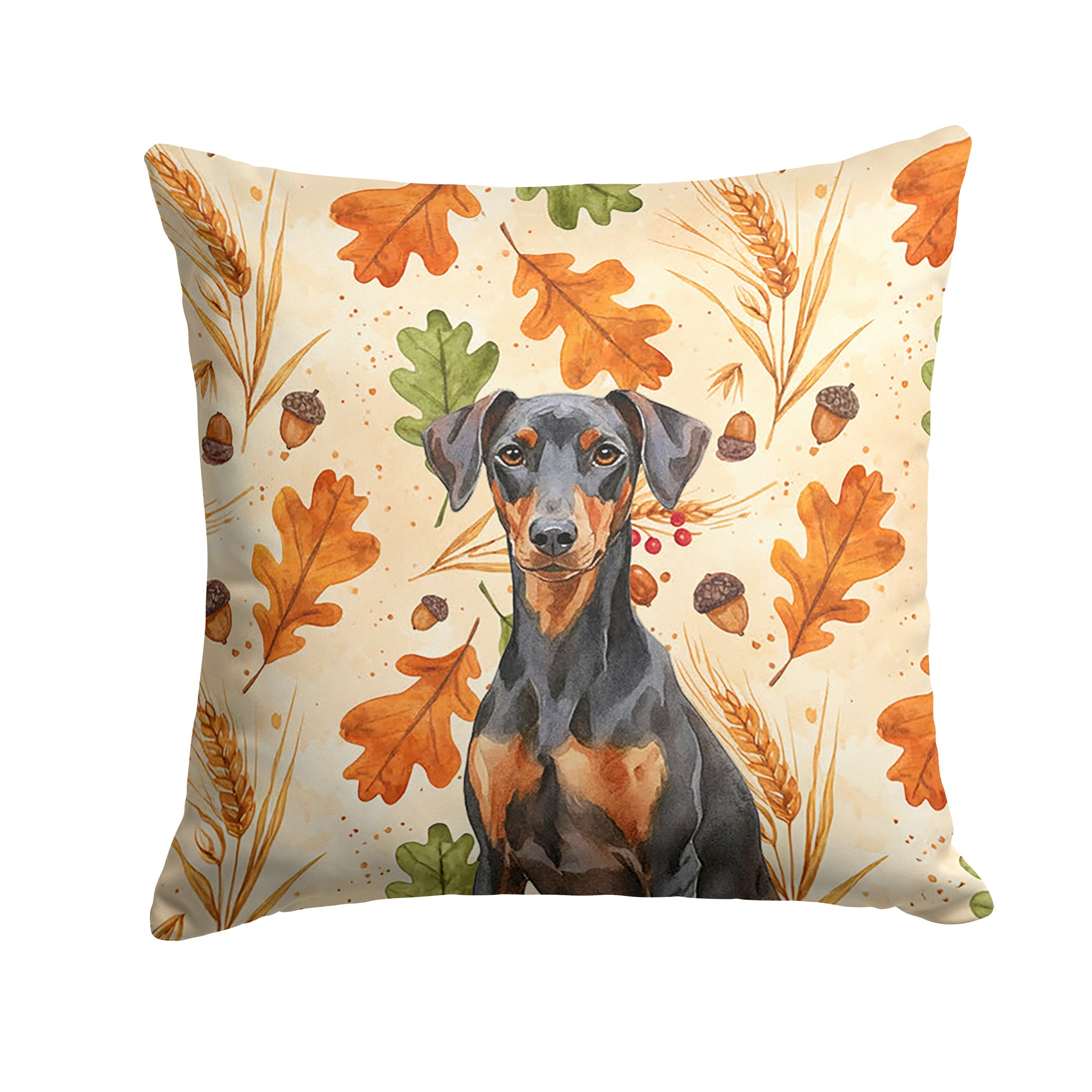 German Pinscher Heirloom Fall Decorative Throw Pillow 18x18 Indoor Outdoor Accent Cushion, Fabric Cover with Insert for Sofa, Bed, Porch & Living Room