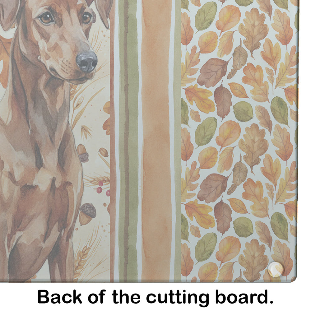 Red German Pinscher Heirloom Fall Cutting Board Tempered Glass Kitchen Cutting Surface, Heat Resistant Chopping, Non-Slip Feet, Food Prep & Serving