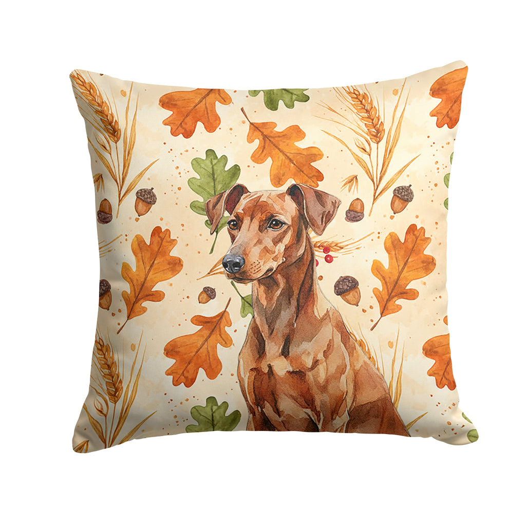 Red German Pinscher Heirloom Fall Decorative Throw Pillow 14x14 Indoor Outdoor Accent Cushion, Fabric Cover with Insert for Sofa, Bed, Porch & Living Room