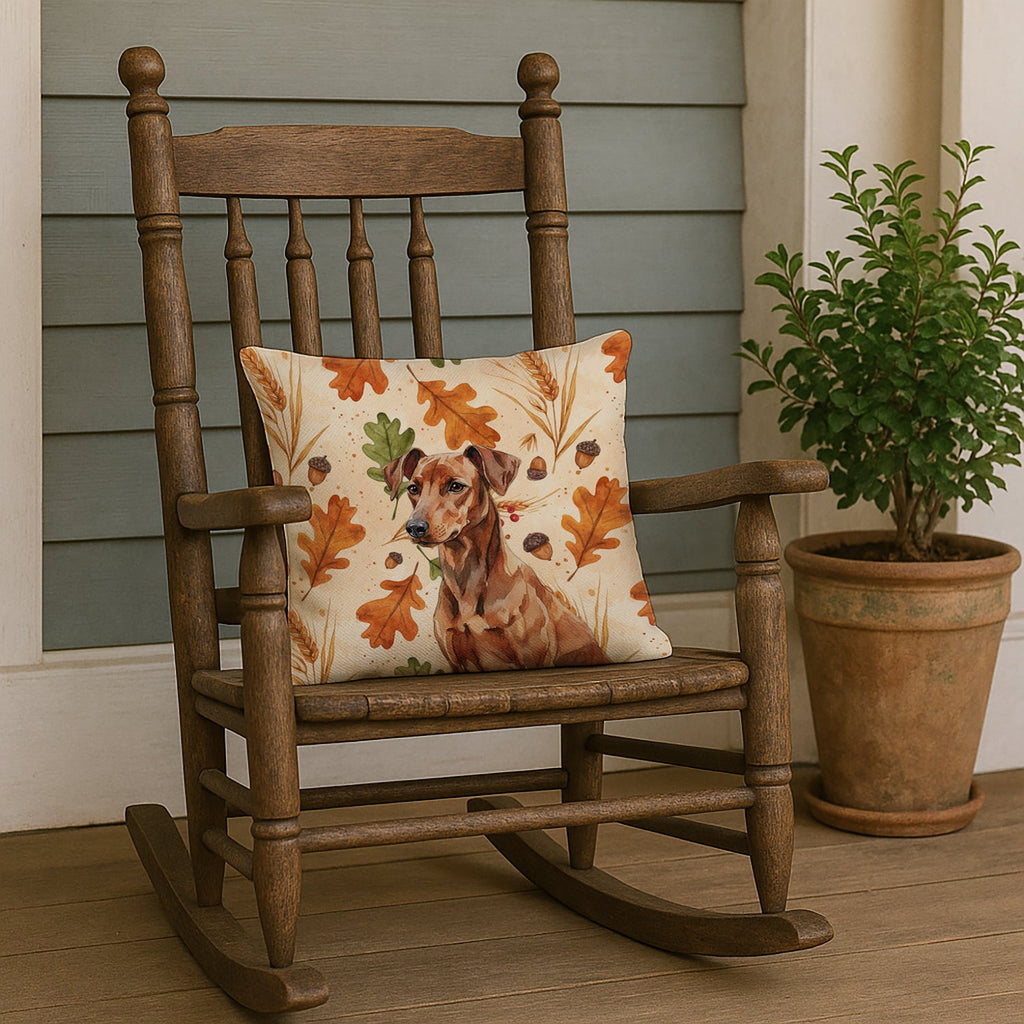 Red German Pinscher Heirloom Fall Decorative Throw Pillow 18x18 Indoor Outdoor Accent Cushion, Fabric Cover with Insert for Sofa, Bed, Porch & Living Room