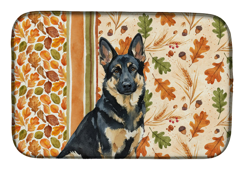 Black and Tan German Shepherd Heirloom Fall Dish Drying Mat Absorbent Dish Drying Mat Pad for Kitchen Counter Dish Drainer Mat for Countertop, 14 x 21", Multicolor