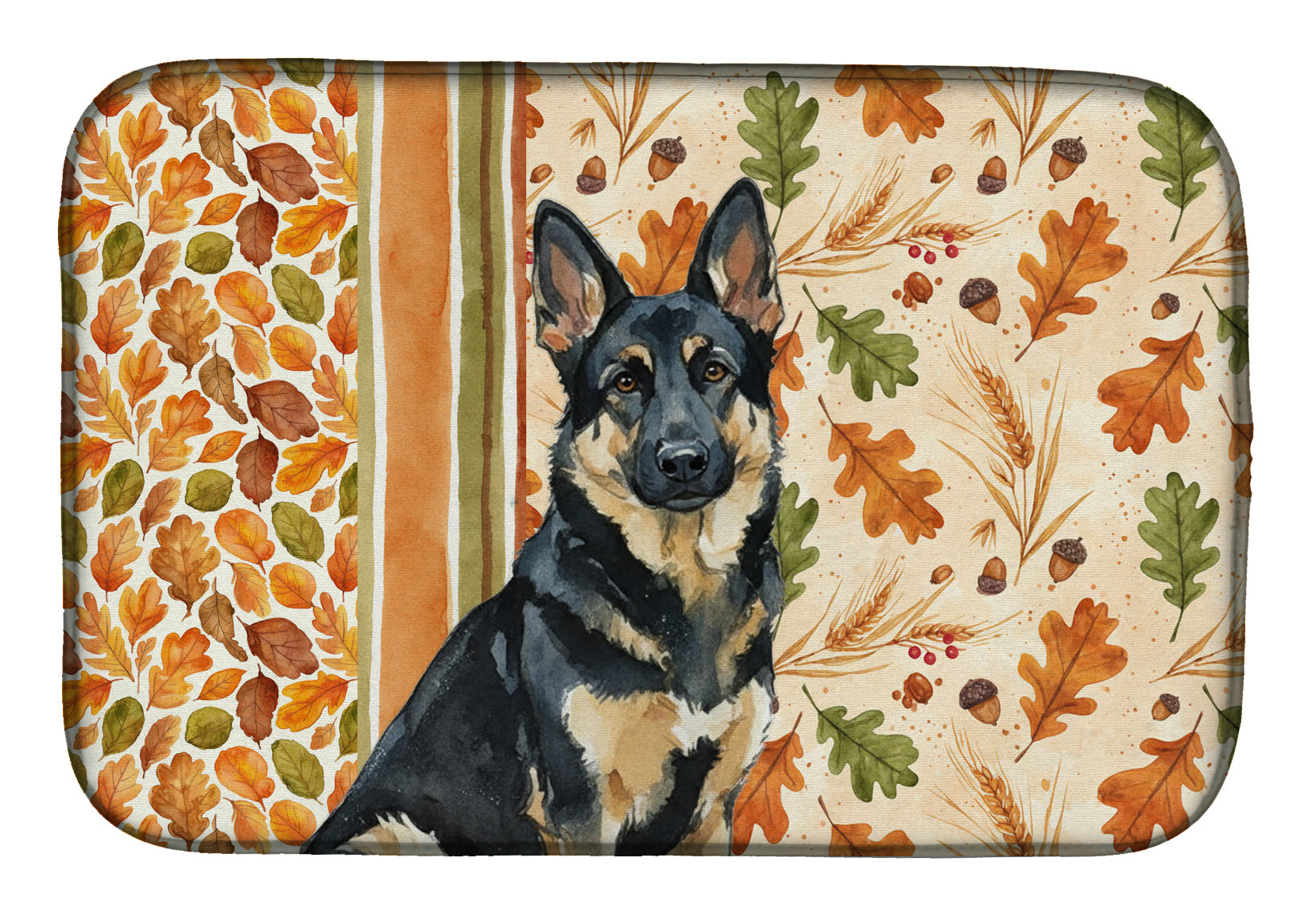 Black and Tan German Shepherd Heirloom Fall Dish Drying Mat Absorbent Dish Drying Mat Pad for Kitchen Counter Dish Drainer Mat for Countertop, 14 x 21", Multicolor