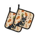 Black and Tan German Shepherd Heirloom Fall Pot Holder Set of 2 Heat Resistant Quilted Hot Pads 7.5 x 7.5 Inch, Insulated Kitchen Trivets for Cooking & Baking