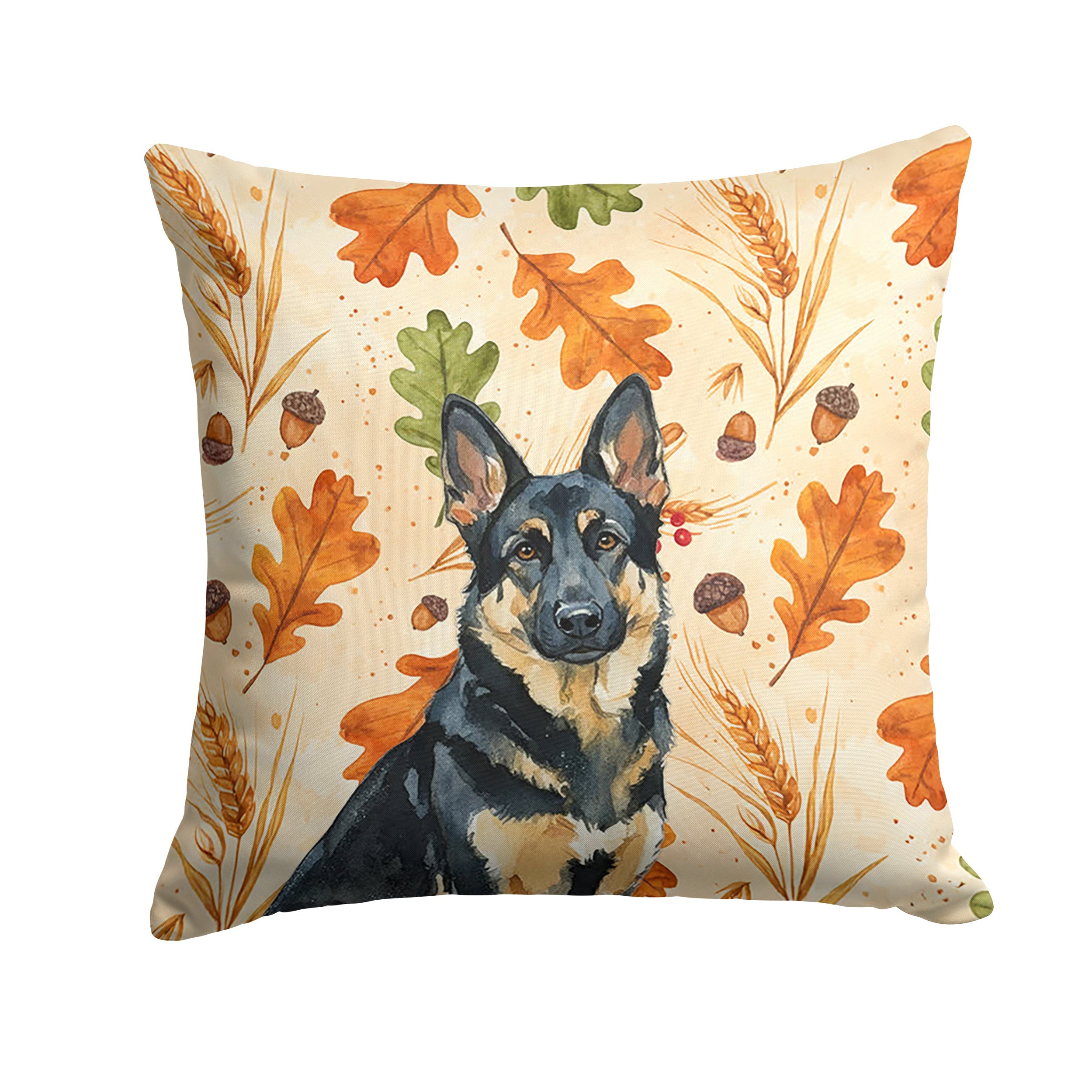 Black and Tan German Shepherd Heirloom Fall Decorative Throw Pillow 14x14 Indoor Outdoor Accent Cushion, Fabric Cover with Insert for Sofa, Bed, Porch & Living Room