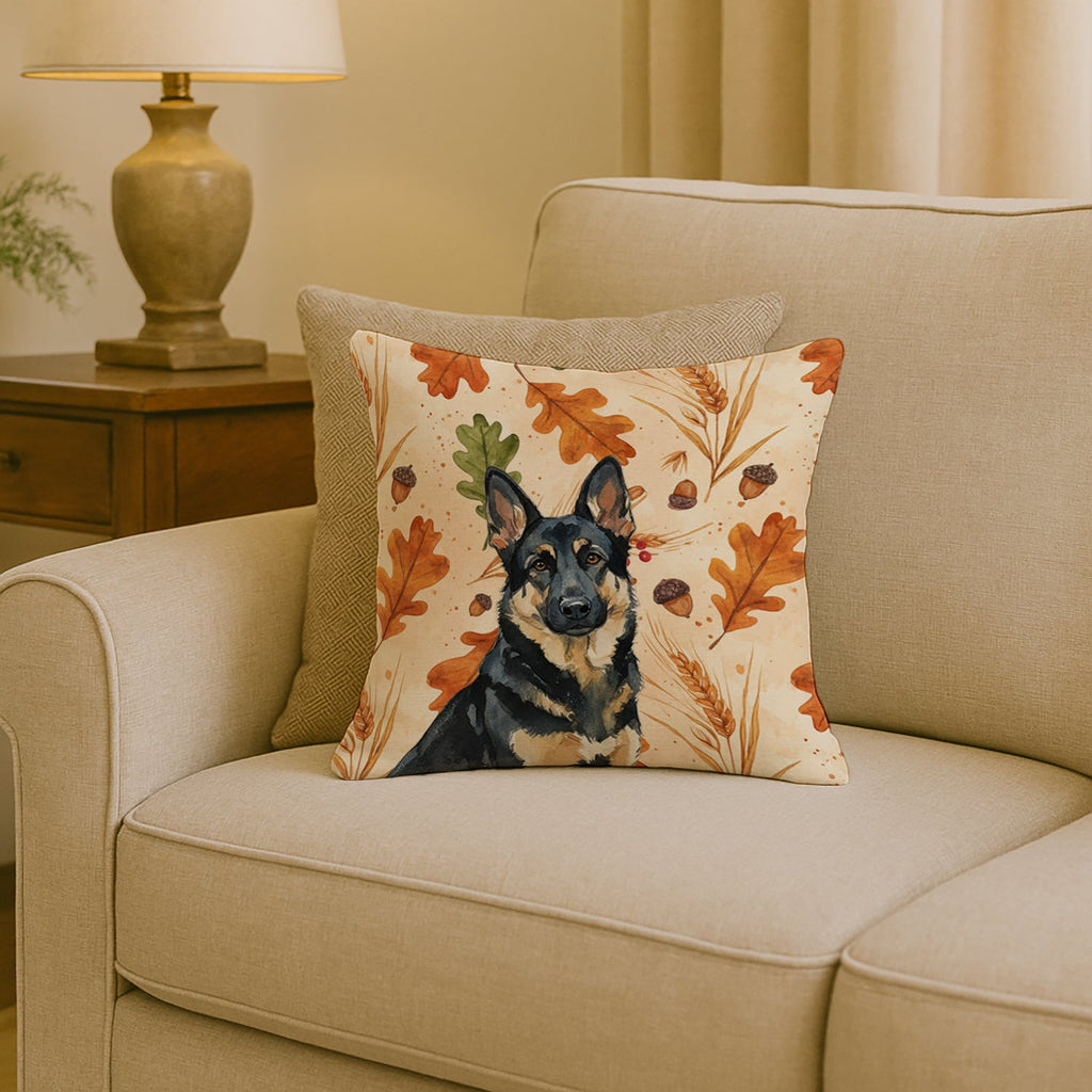 Black and Tan German Shepherd Heirloom Fall Decorative Throw Pillow 18x18 Indoor Outdoor Accent Cushion, Fabric Cover with Insert for Sofa, Bed, Porch & Living Room