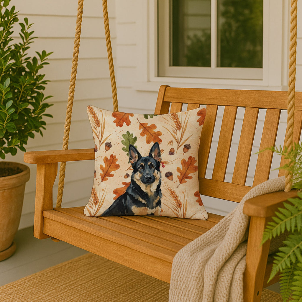Black and Tan German Shepherd Heirloom Fall Decorative Throw Pillow 18x18 Indoor Outdoor Accent Cushion, Fabric Cover with Insert for Sofa, Bed, Porch & Living Room