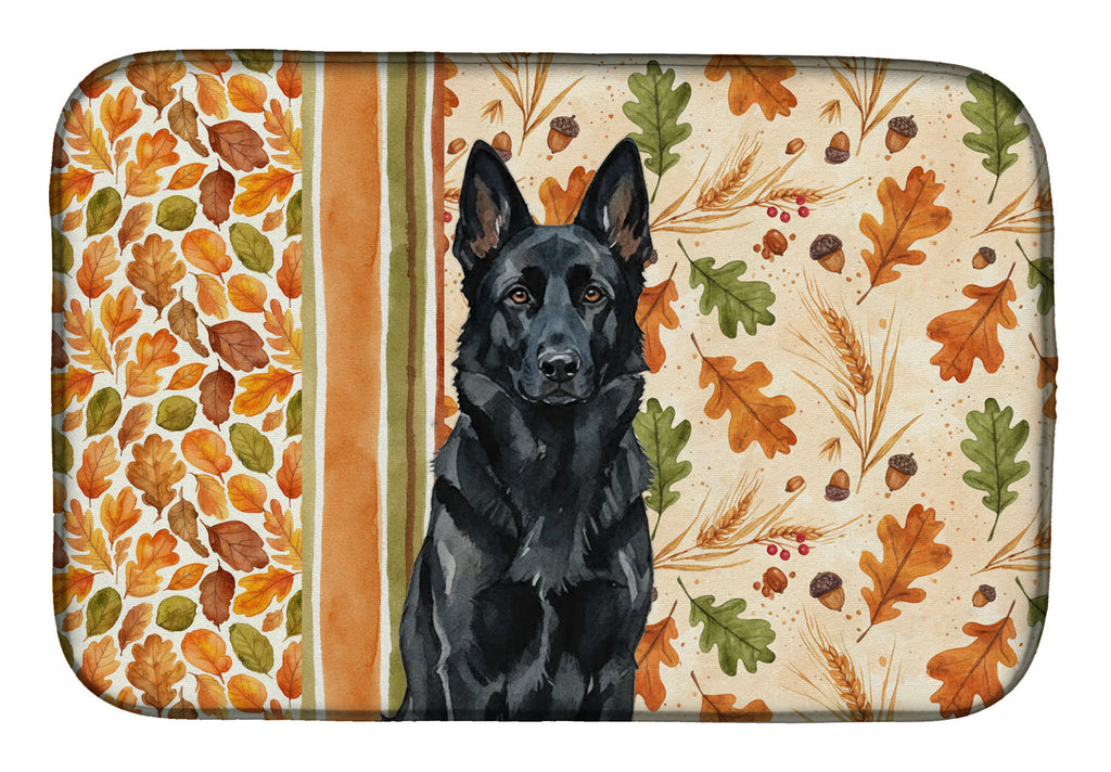Black German Shepherd Heirloom Fall Dish Drying Mat Absorbent Dish Drying Mat Pad for Kitchen Counter Dish Drainer Mat for Countertop, 14 x 21", Multicolor
