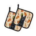 Black German Shepherd Heirloom Fall Pot Holder Set of 2 Heat Resistant Quilted Hot Pads 7.5 x 7.5 Inch, Insulated Kitchen Trivets for Cooking & Baking