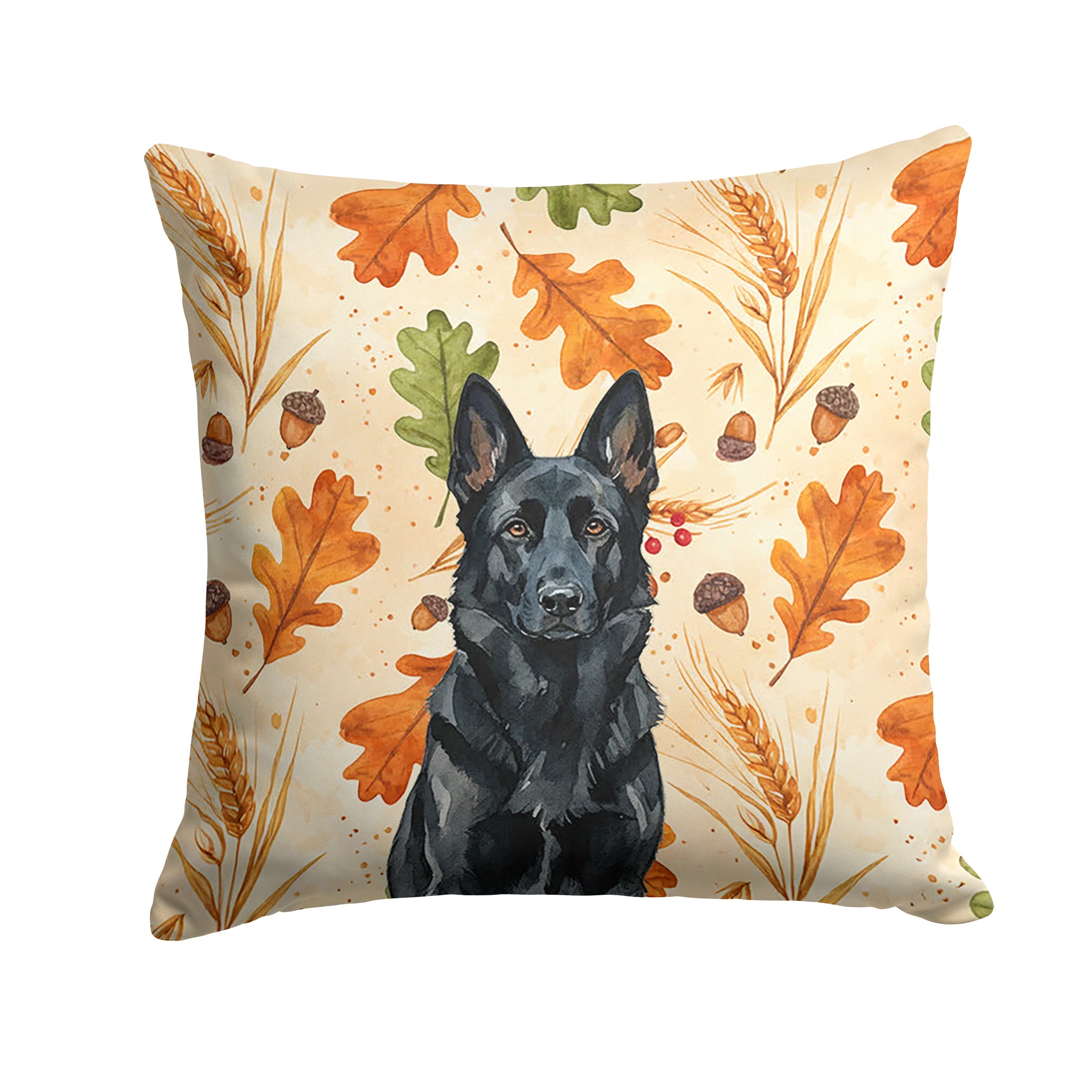 Black German Shepherd Heirloom Fall Decorative Throw Pillow 18x18 Indoor Outdoor Accent Cushion, Fabric Cover with Insert for Sofa, Bed, Porch & Living Room