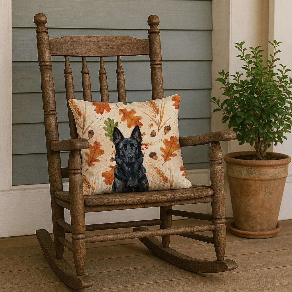Black German Shepherd Heirloom Fall Decorative Throw Pillow 18x18 Indoor Outdoor Accent Cushion, Fabric Cover with Insert for Sofa, Bed, Porch & Living Room