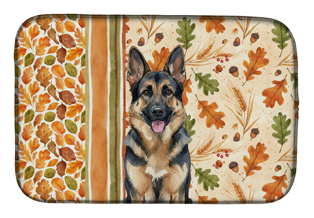 German Shepherd Heirloom Fall Dish Drying Mat Absorbent Dish Drying Mat Pad for Kitchen Counter Dish Drainer Mat for Countertop, 14 x 21", Multicolor