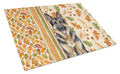 German Shepherd Heirloom Fall Cutting Board Tempered Glass Kitchen Cutting Surface, Heat Resistant Chopping, Non-Slip Feet, Food Prep & Serving