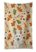 White German Shepherd Heirloom Fall Kitchen Towel Velour Plush Front and Cotton Loop Back Machine Washable