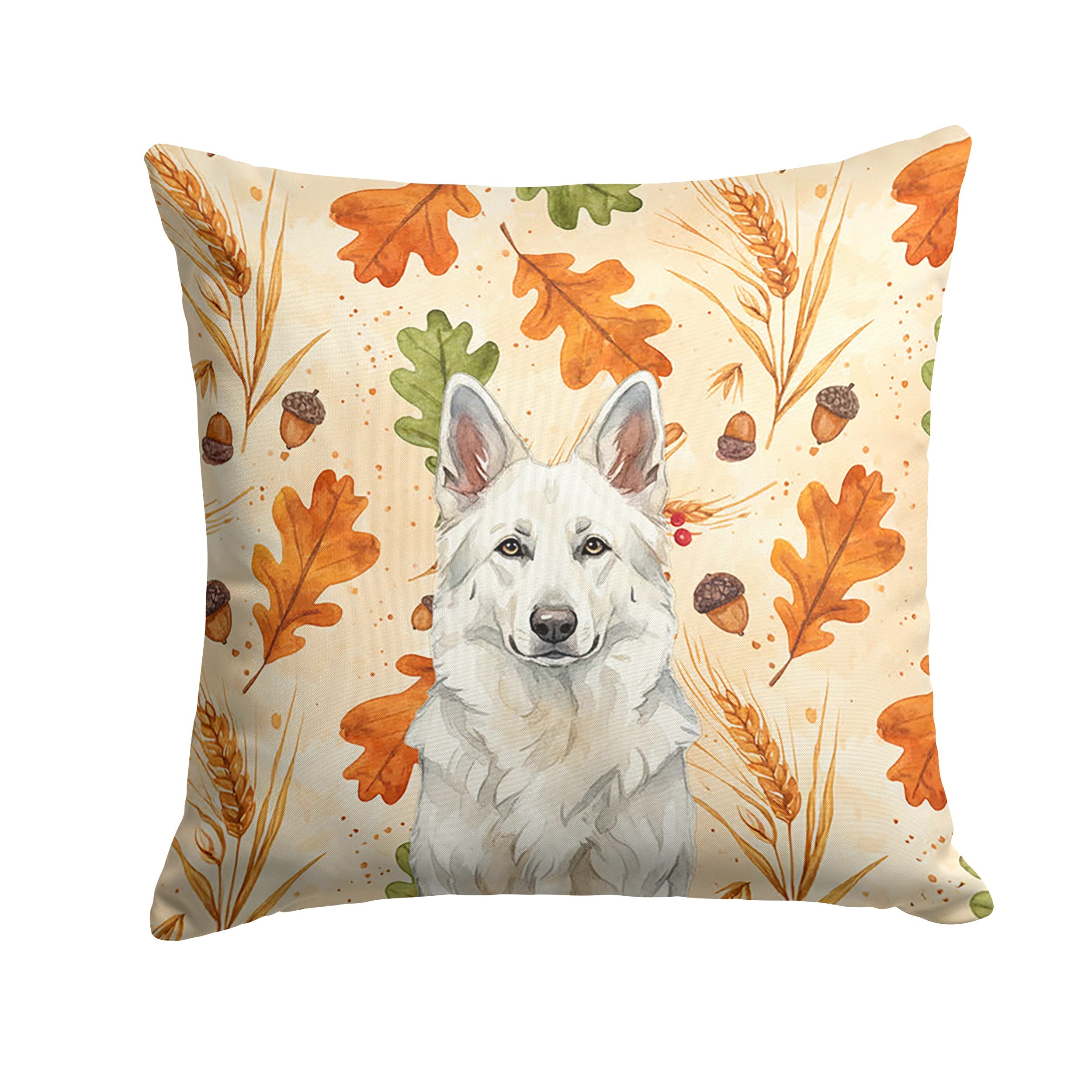 White German Shepherd Heirloom Fall Decorative Throw Pillow 18x18 Indoor Outdoor Accent Cushion, Fabric Cover with Insert for Sofa, Bed, Porch & Living Room