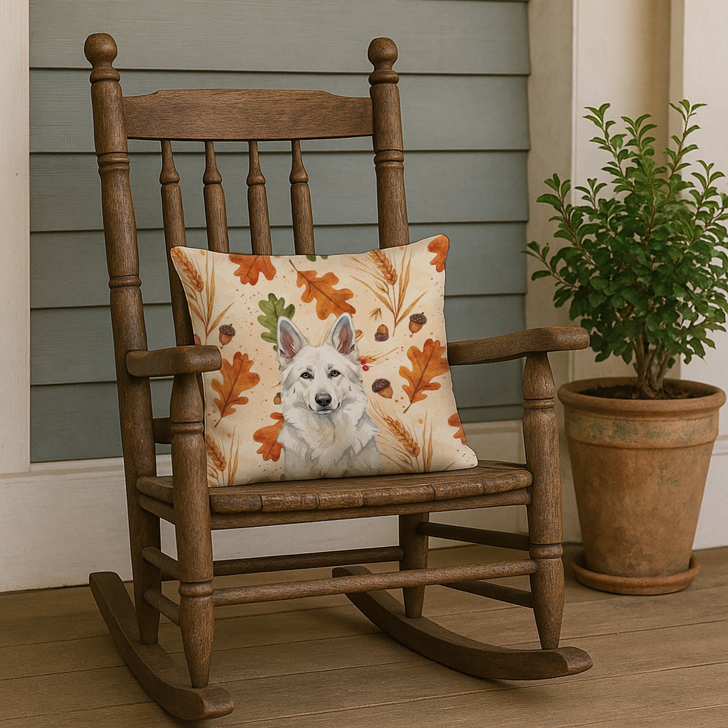 White German Shepherd Heirloom Fall Decorative Throw Pillow 18x18 Indoor Outdoor Accent Cushion, Fabric Cover with Insert for Sofa, Bed, Porch & Living Room