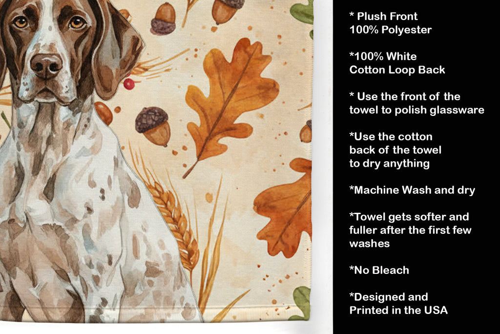 German Shorthaired Pointer Heirloom Fall Kitchen Towel Velour Plush Front and Cotton Loop Back Machine Washable
