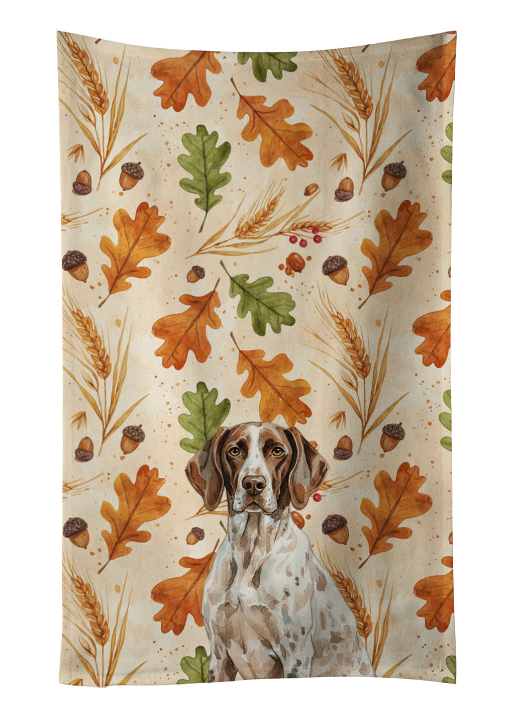 German Shorthaired Pointer Heirloom Fall Kitchen Towel Velour Plush Front and Cotton Loop Back Machine Washable