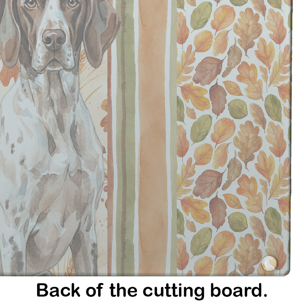 German Shorthaired Pointer Heirloom Fall Cutting Board Tempered Glass Kitchen Cutting Surface, Heat Resistant Chopping, Non-Slip Feet, Food Prep & Serving